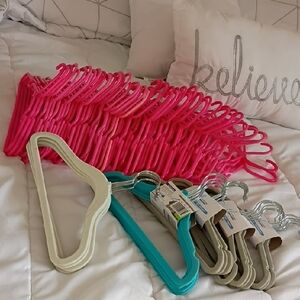 Assorted Kids Non-Slip Hangers – Pink, Teal, and Cream